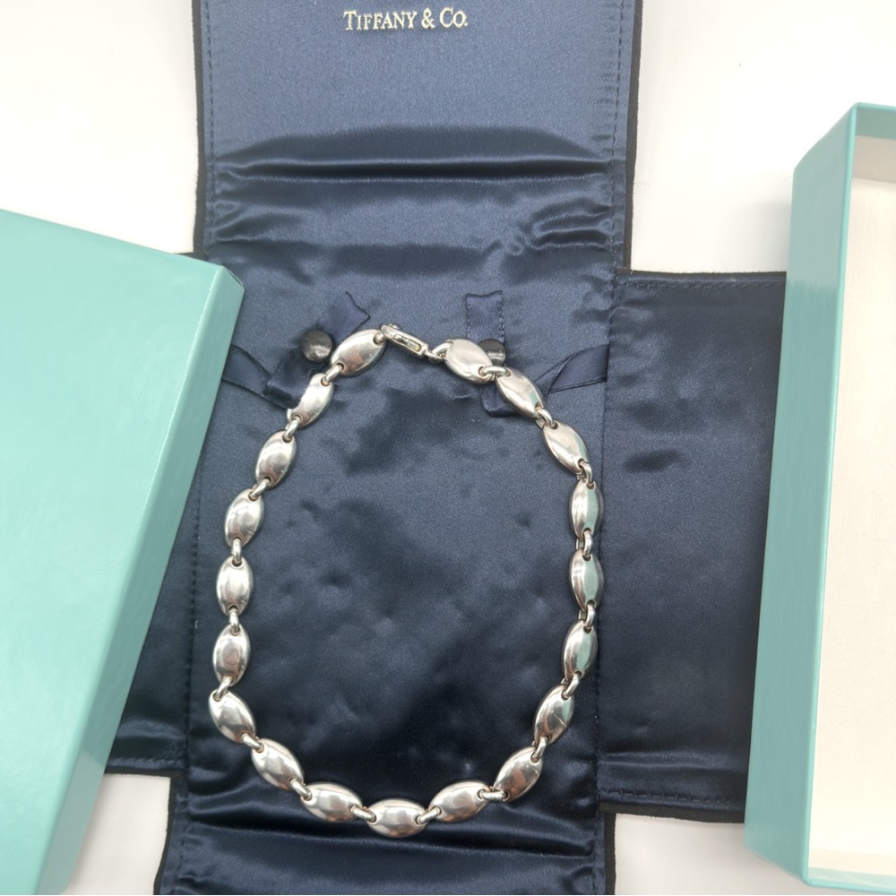 Tiffany & Co. Silver Oval Beaded Luxurious Necklace